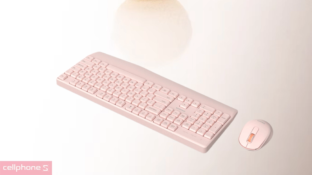 Thiết kế tinh tế Combo bàn phím + chuột không dây Philips SPT6348