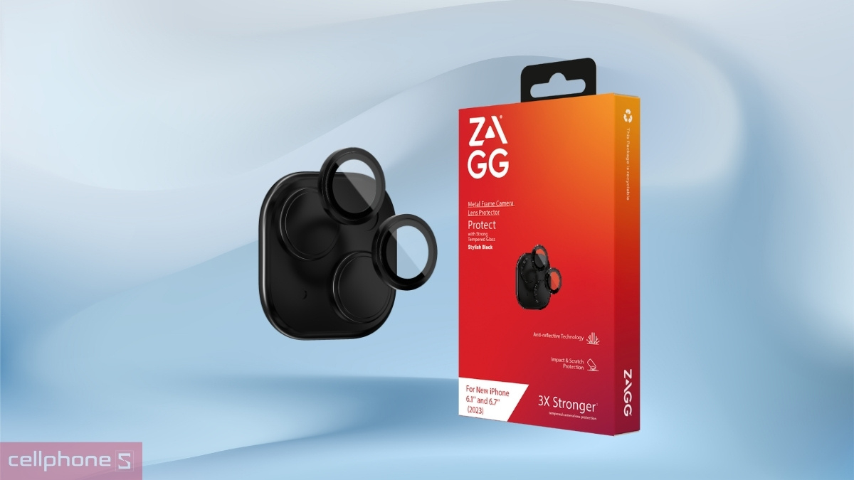 Miếng dán camera iPhone 14/14 Plus/15/15 Plus Zagg Luxury viền màu - Bảo vệ camera an toàn