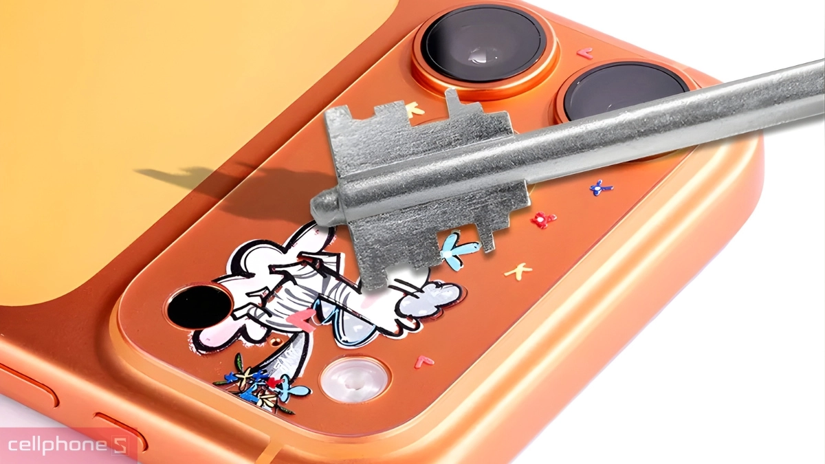 Cấu trúc sticker dán camera iPhone 17 Pro Max Hoda 3D Sweet