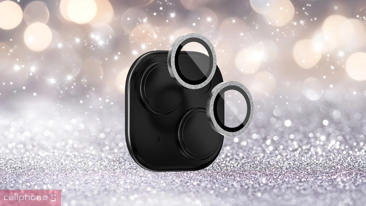 Thiết kế dán camera iPhone 14/14 Plus/15/15 Plus ZAGG Luxury viền kim tuyến