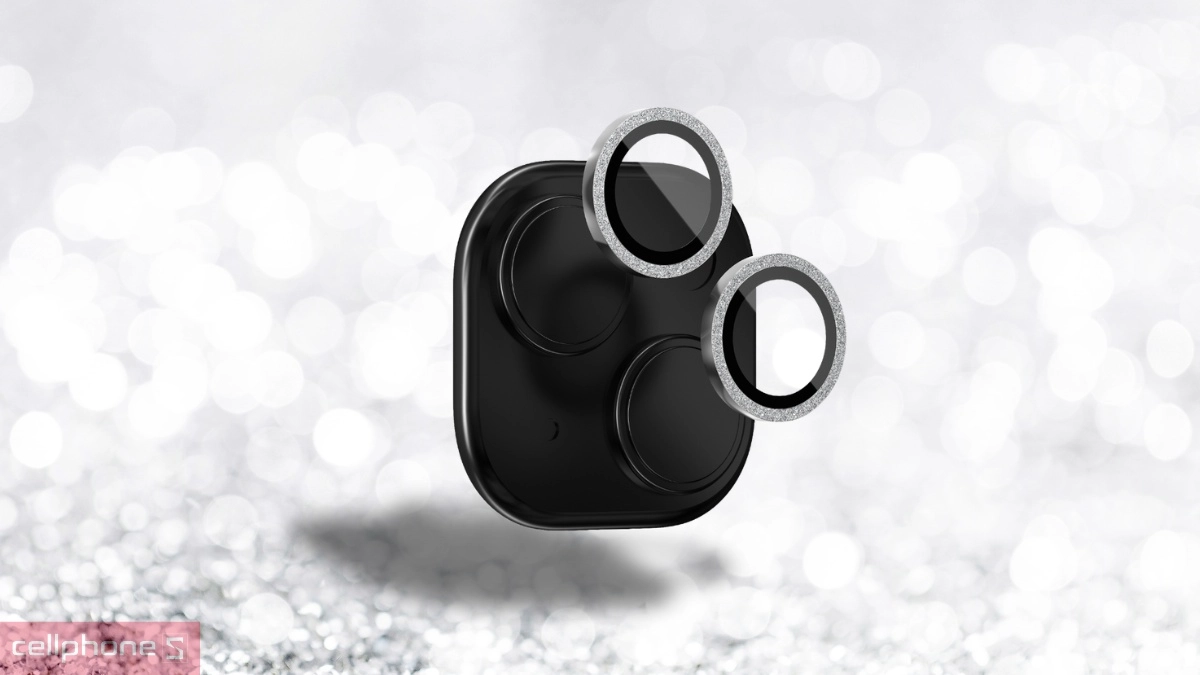 Chất giữ nguyên qua dán camera iPhone 14/14 Plus/15/15 Plus ZAGG Luxury viền kim tuyến