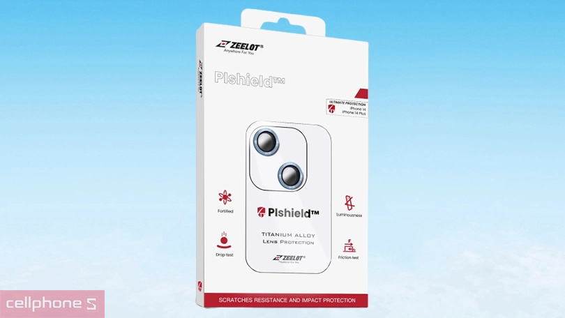 Miếng dán camera iPhone 14/14 Plus Zeelot Pishield viền màu