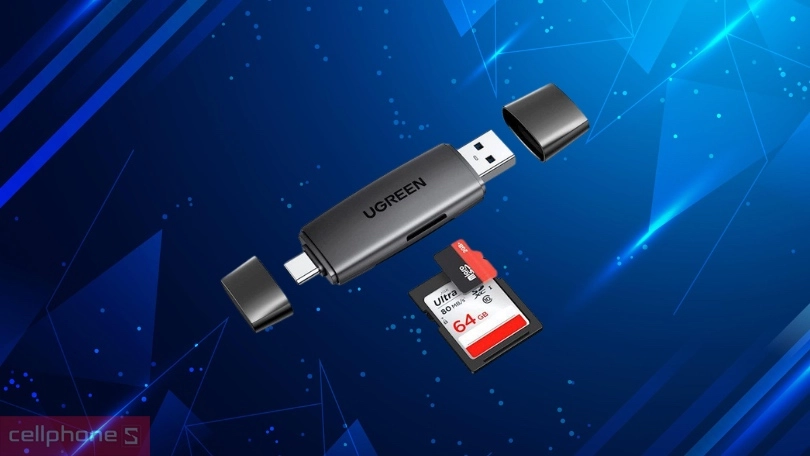 Tốc độ truyền tải, hỗ trợ cùng lúc 2 thẻ nhớ của đầu đọc thẻ nhớ Ugreen USB-C/USB-A 30 80191