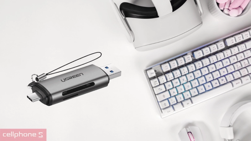 Đầu đọc thẻ nhớ Ugreen type-C to USB-A 3.0 2 khe SD và TF CM185 50706 - Phù hợp với hệ điều hành MacOS, Android