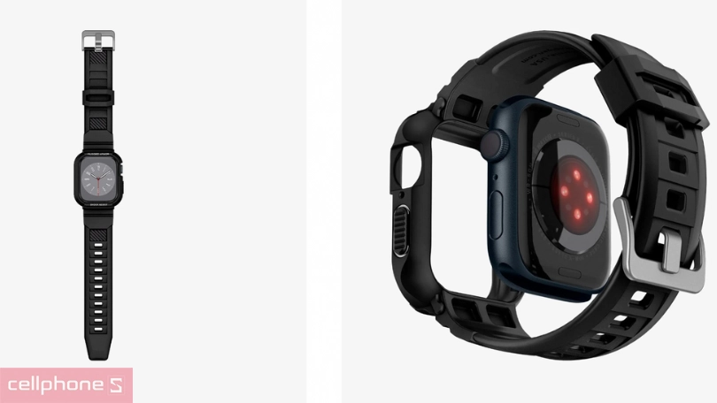 Ốp viền + dây đeo Apple Watch 45/44mm Spigen Rugged Armor Pro