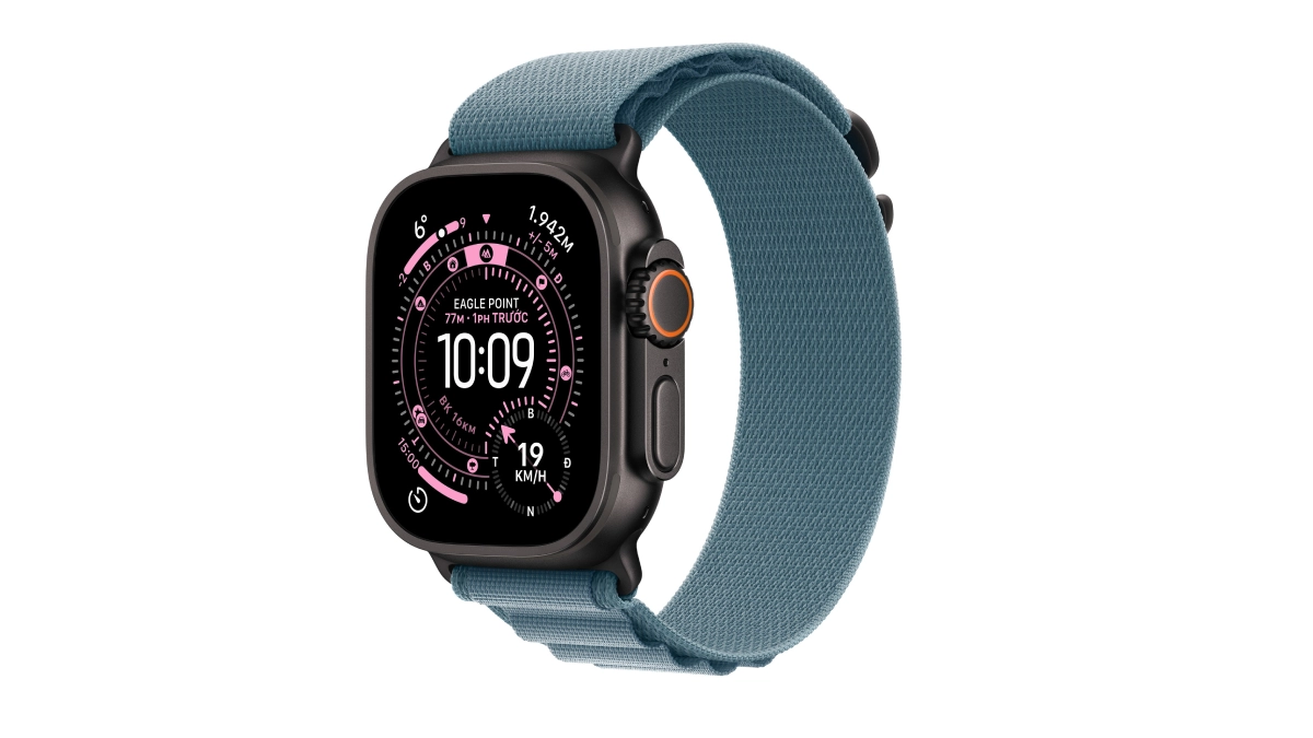 Dây đeo Apple Watch Alpine Loop 44/45/46/49mm Large Light Blue - Black Titanium Finish – Chất liệu bền, đeo thoải mái