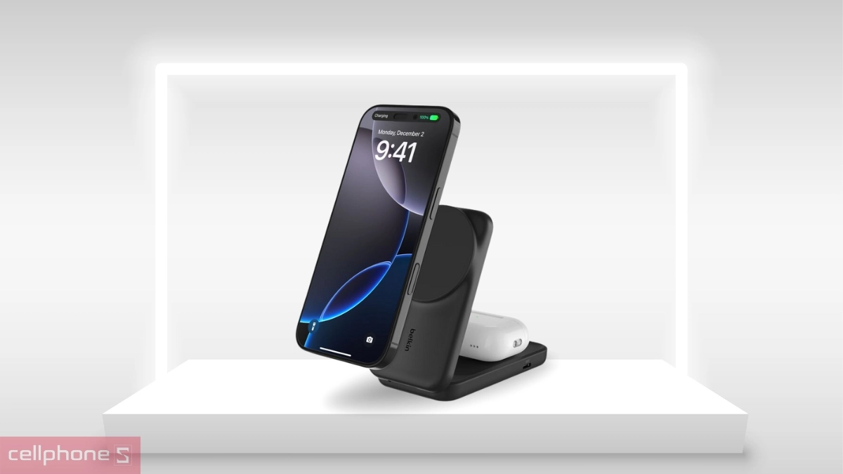 Sạc nhanh đế sạc không dây Belkin 2 in 1 Qi2 25W Round Form