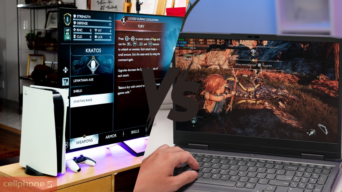 PS5 vs laptop Gaming về trải nghiệm điều khiển