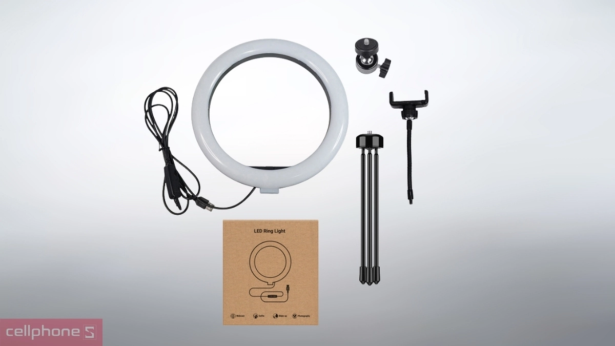 Thiết kế giá đỡ điện thoại kèm đèn livestream Apexel 10 inch