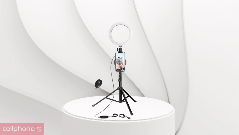 Giá đỡ điện thoại kiêm đèn Livestream Haiyuan và remote 10 inch