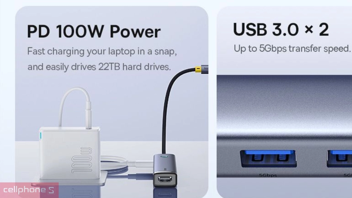 Sạc nhanh 100W PD và quản lý cổng thông minh