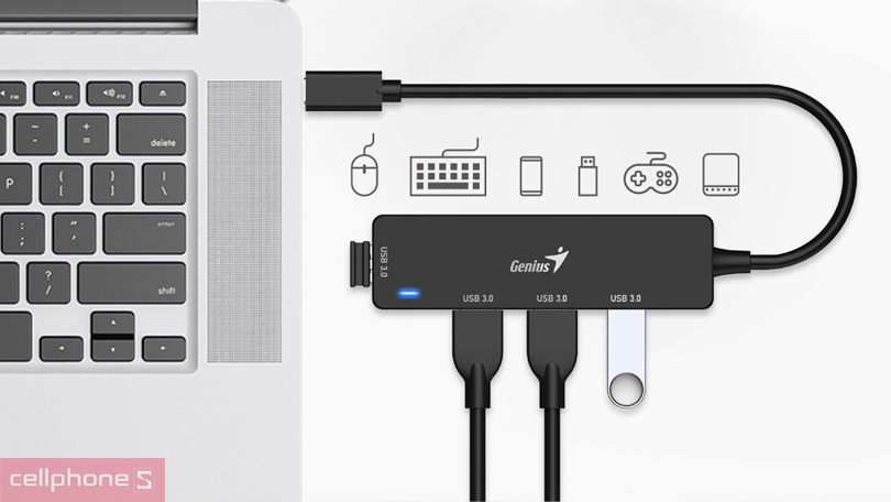 HUB chuyển đổi Genius UH-400 Type-C 4 in 1 – Mở rộng không gian làm việc