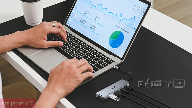 Hub chuyển đổi Genius UH-500 Type C 5 in 1 (HDMI 4K60HZ) - Kết nối linh hoạt với tốc độ ấn tượng