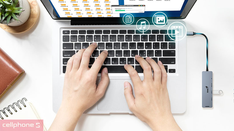 Hub chuyển đổi Genius UH-500 Type C 5 in 1 (HDMI 4K60HZ) - Kết nối linh hoạt với tốc độ ấn tượng