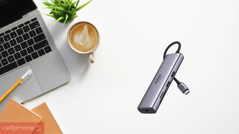 HUB chuyển đổi Ugreen 7 in 1 CM512 60515 - Cung cấp nguồn lên đến 100W