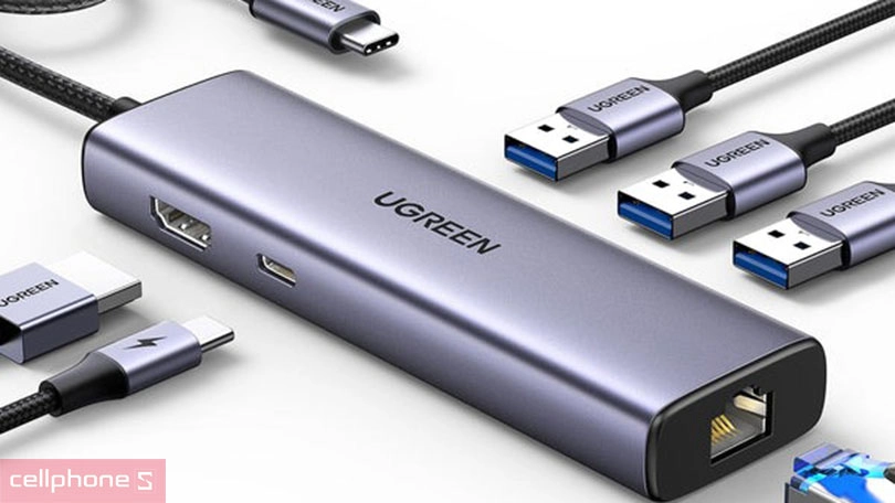 Hub chuyển đổi Ugreen USB-C 6 in 1 CM512 15598 - Khả năng truyền dữ liệu ấn tượng với nhiều cổng kết nối