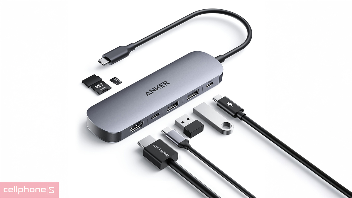 Cổng kết nối hub chuyển đổi Anker 7 in 1 USB-C A83D2