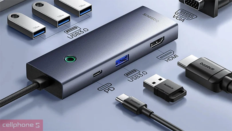 Thiết kế hub Baseus UltraJoy Series 7 cổng