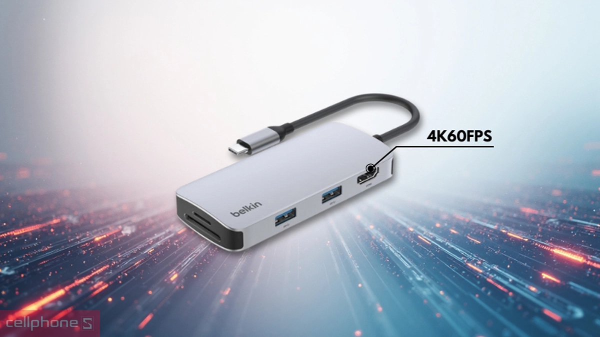Tốc độ truyền HUB chuyển đổi Belkin Type-C 3.0 5 in 1 4K60Hz