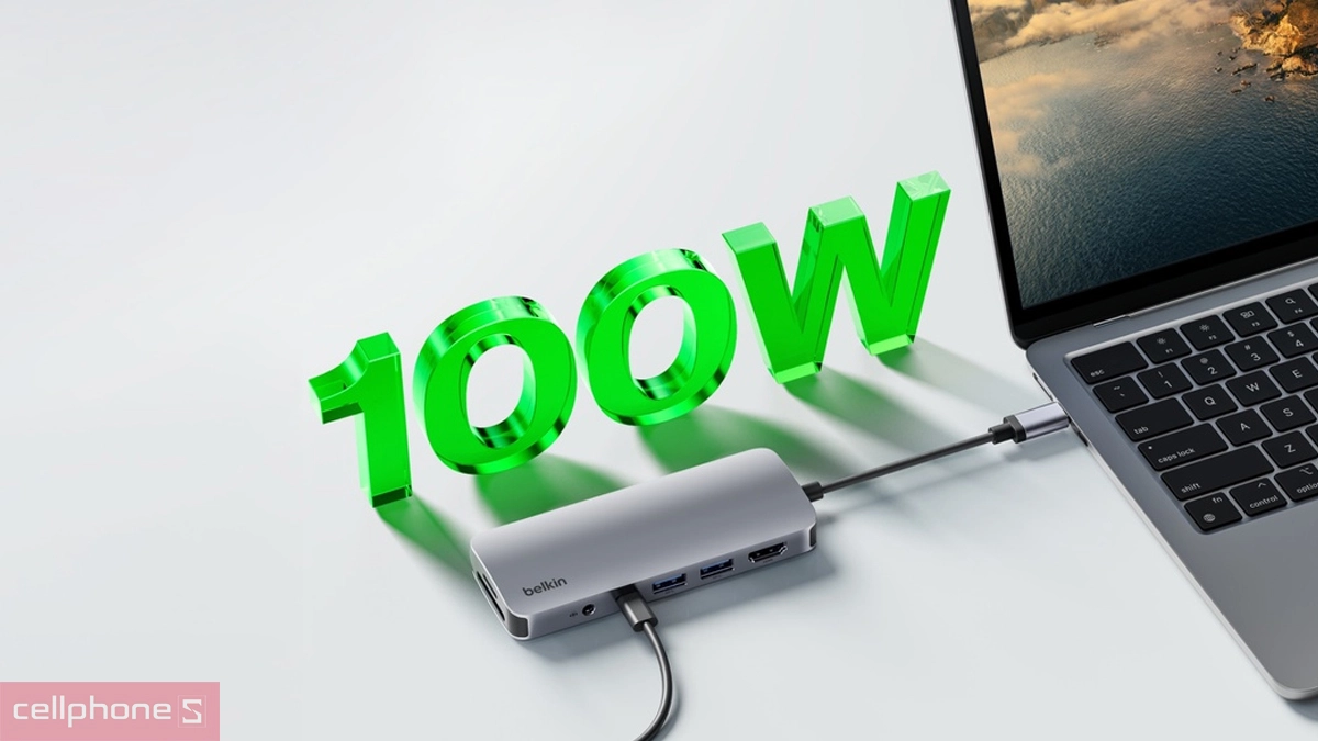 Khả năng kết nối, tương thích ngoại vi của hub chuyển đổi Belkin Type-C 7-in-1 4K 60Hz