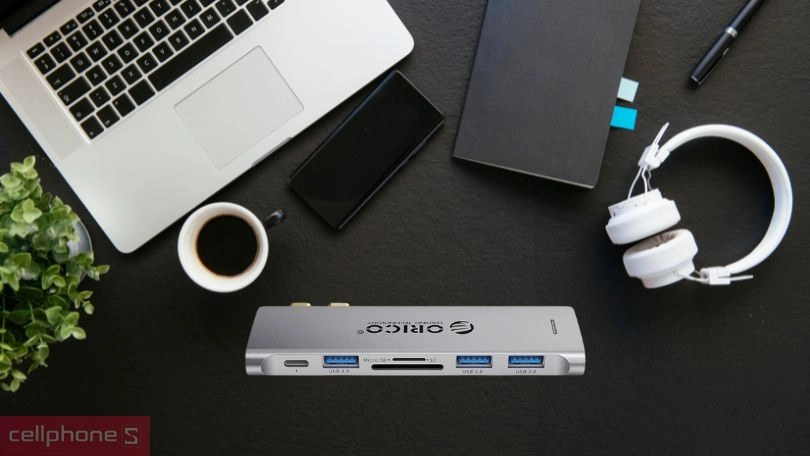 Thiết kế Dock sạc Type C Orico 2CT-6TS-GY 6 IN 1 PD 100W