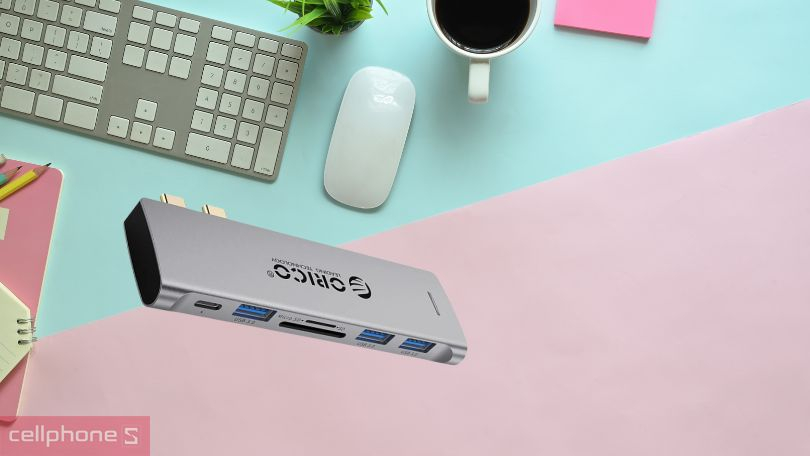 Dock sạc Type C Orico 2CT-6TS-GY 6 IN 1 PD 100W