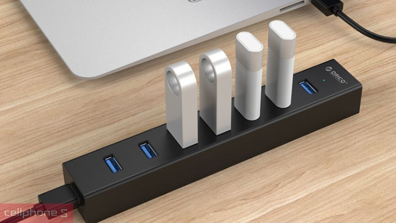 Thiết kế Hub chuyển đổi USB 3.0 Orico H7013-U3-AD-BK