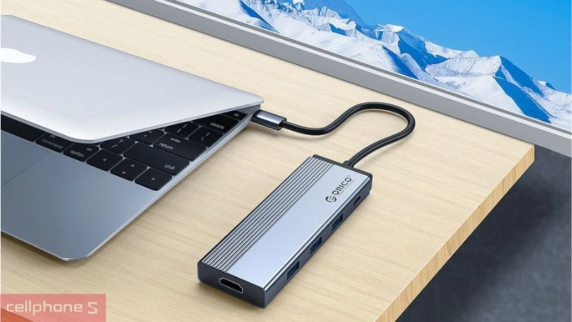 Tốc độ Hub chuyển đổi USB C Orico 5SXA-GY 5 in 1 PD-100W