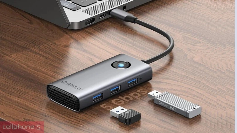 Thiết kế Hub USB-C Orico PW11-6PCR-GY PD-100W 6in1