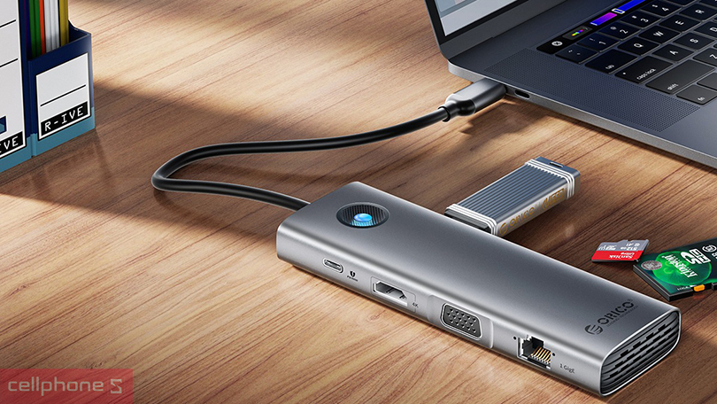 Thiết kế Hub USB-C Orico PW11-10P-GY 10 in 1PD-100W