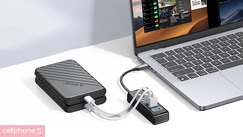 Tốc độ Hub chuyển đổi USB C Orico PW4U-C3-015-BK-EP 4 in 1