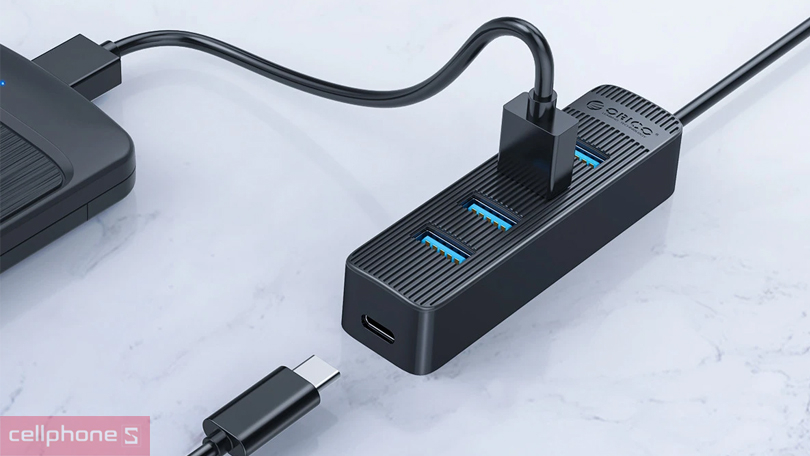 Tốc độ Hub chuyển đổi USB C Orico TWC3-4A-BK-EP