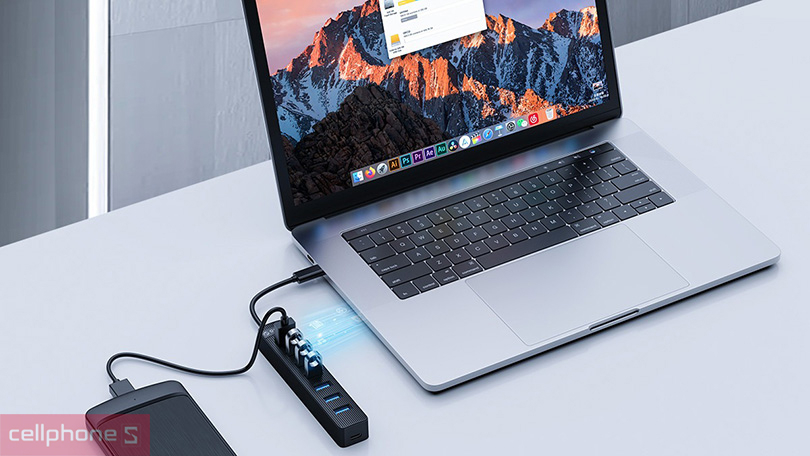 Tốc độ HUB chuyển đổi USB C ORICO TWC3-7A-BK-EP