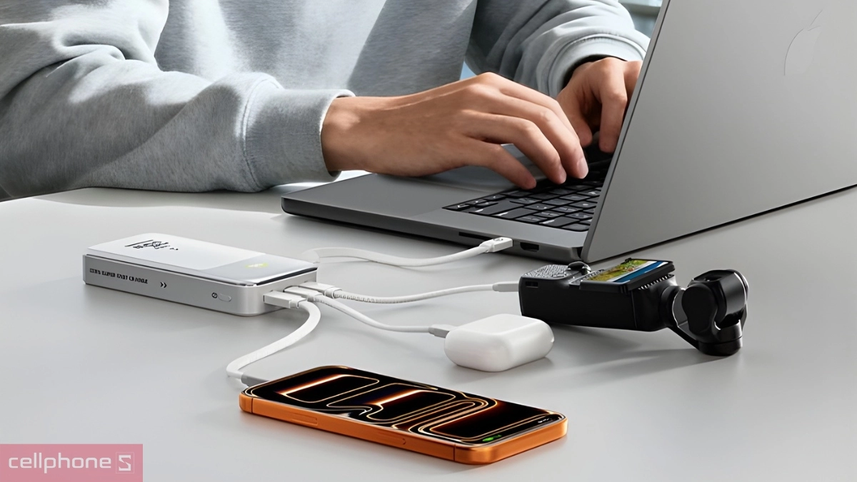 Màn hình Pin sạc dự phòng MoveSpeed 20000mAh 35W MSP20 có màn LCD cáp USB-C