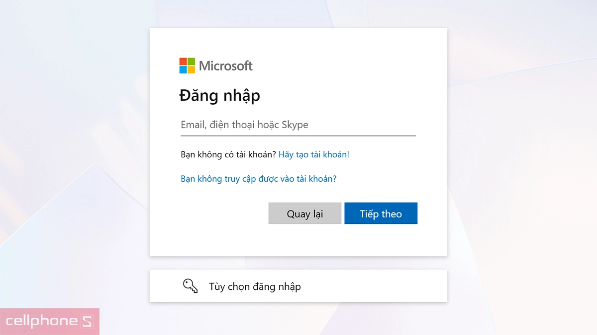 Cách đăng nhập vào tài khoản Microsoft