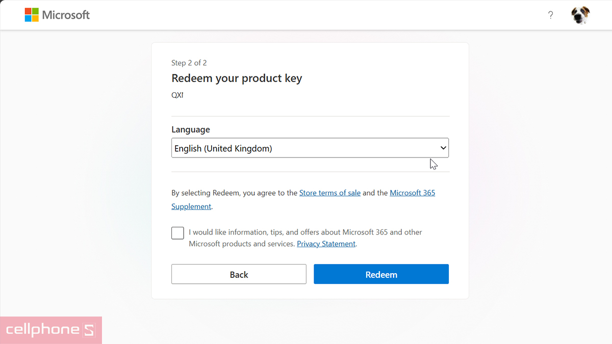 Các bước liên kết key với tài khoản Microsoft