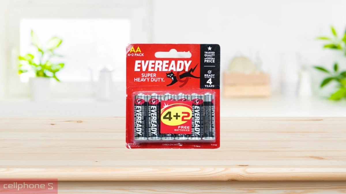 Nguồn điện pin tiểu Eveready SHD AA 1215 (4+2 viên/vỉ) BP4+2