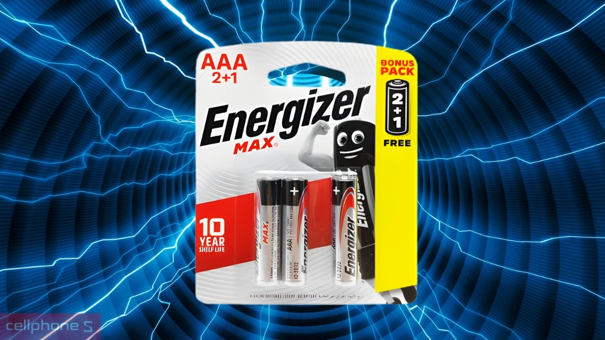 Dung lượng pin tiểu Energizer Max AAA E92 2+1 viên vỉ BP2+1