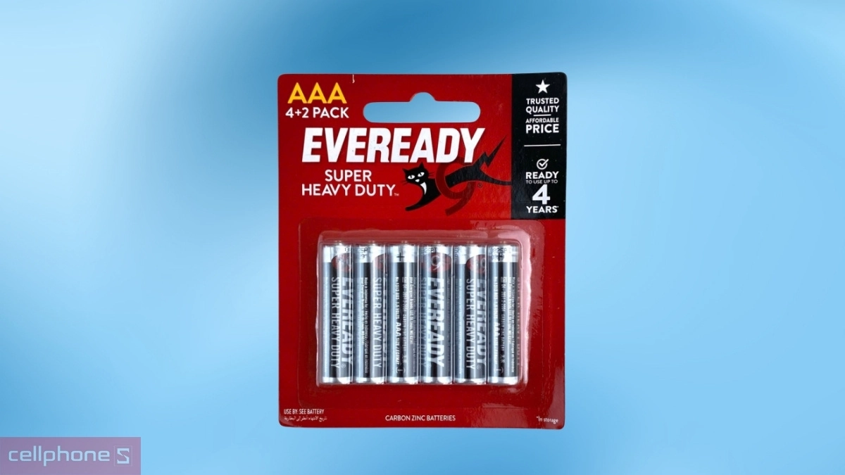 Vỉ pin tiểu Eveready SHD AAA 1212 (4+2 viên/vỉ) BP4+2