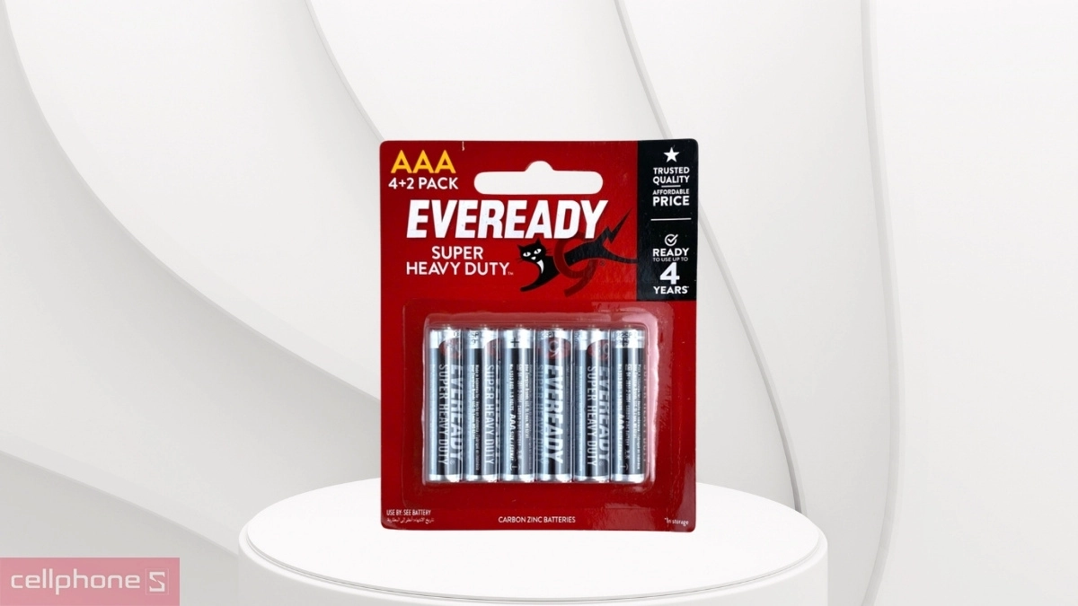 pin tiểu Eveready SHD AAA 1212 (4+2 viên/vỉ) BP4+2 tương thích tốt cho nhóm đồ dùng cần ít điện năng