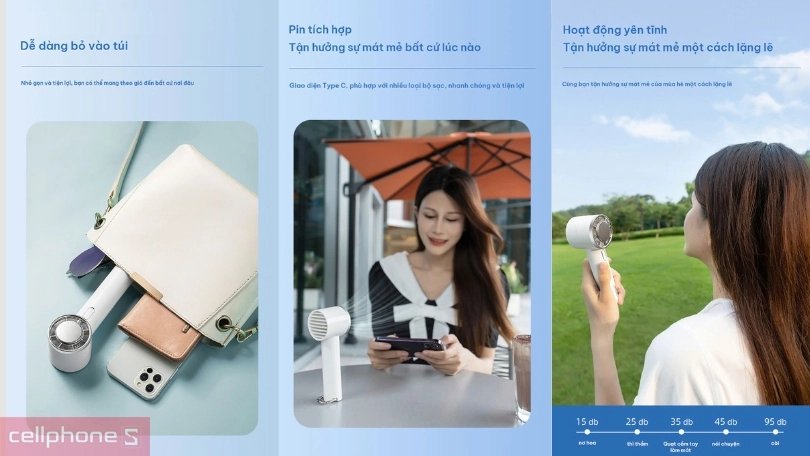 Quạt cầm tay mini Veeco VMF-56 2000mAh