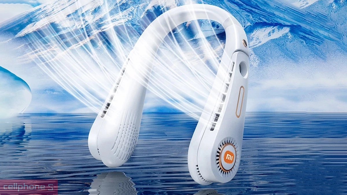 Thiết kế quạt đeo cổ mini Xiaomi tích điện sạc USB 5 cấp độ