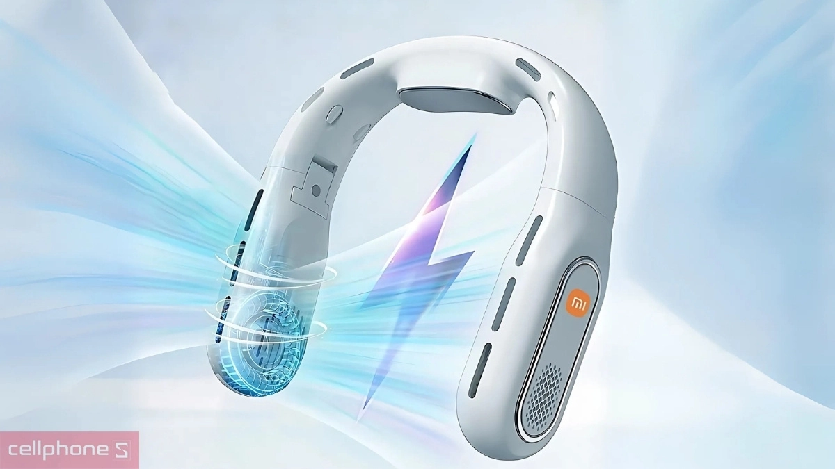 Thiết kế, chất liệu của quạt đeo cổ Mini Xiaomi tích điện sạc USB-C (3 cấp độ)