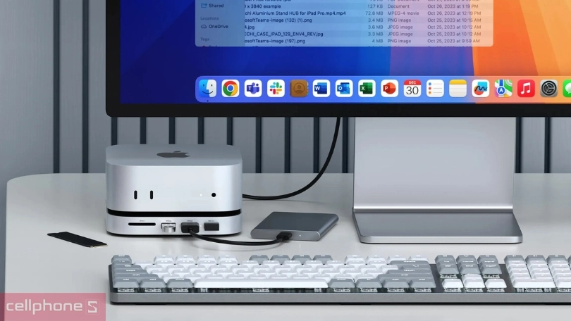 Đế sạc kiêm hub chuyển đổi MacBook Mini M4 Satechi SSD - Kết nối nhanh, lưu trữ mạnh mẽ