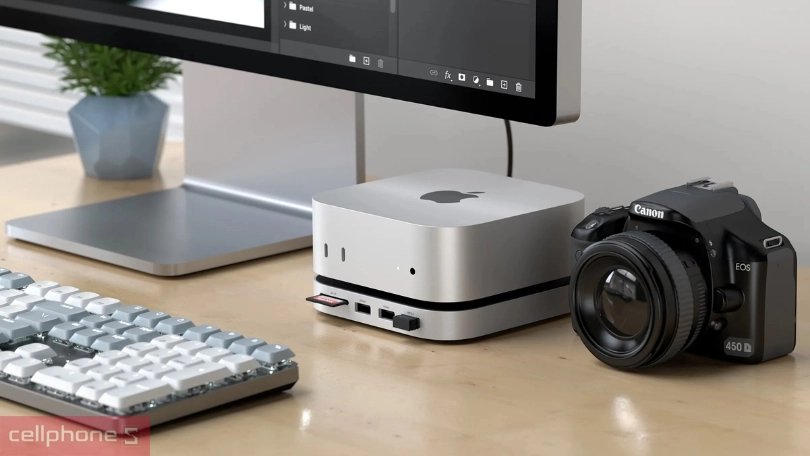 Đế kiêm Hub Satechi kèm khe cắm SSD cho Mac Mini M4