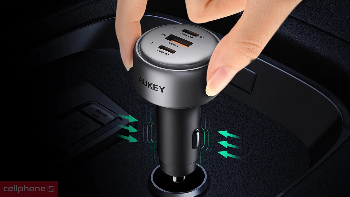 Tẩu sạc ô tô Aukey CC-P3 100W - Công suất mạnh mẽ, tiện ích vượt trội