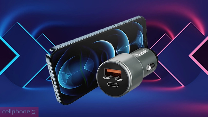 tẩu sạc ô tô Trusmi CC05 USB-A + Type-C 38W