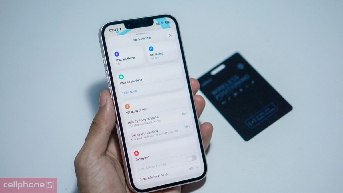 Thẻ định vị iPhone IDMIX phát hiện thiết bị lạ