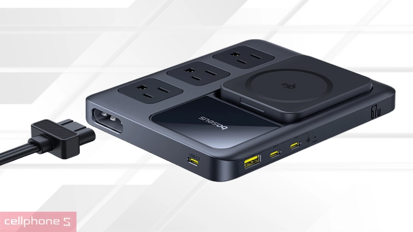 Thiết kế trạm sạc dự phòng Baseus Nomo QI2 67W 1.5m US 8 in 1