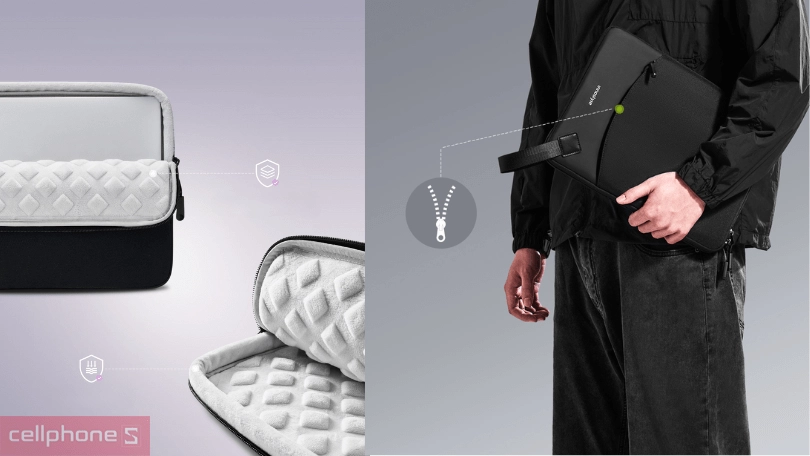 Khả năng chống sốc của combo túi chống sốc kèm túi phụ kiện Innostyle Guardiantech Macbook/Laptop 16 inch